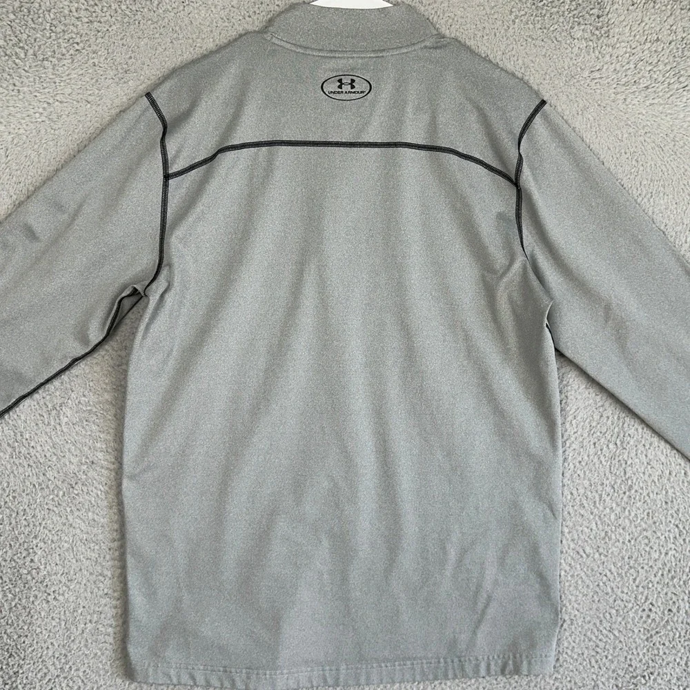 Under Armour Shirt Mens Large Grey ColdGear Golf Mock Neck Base Layer Top Fitted